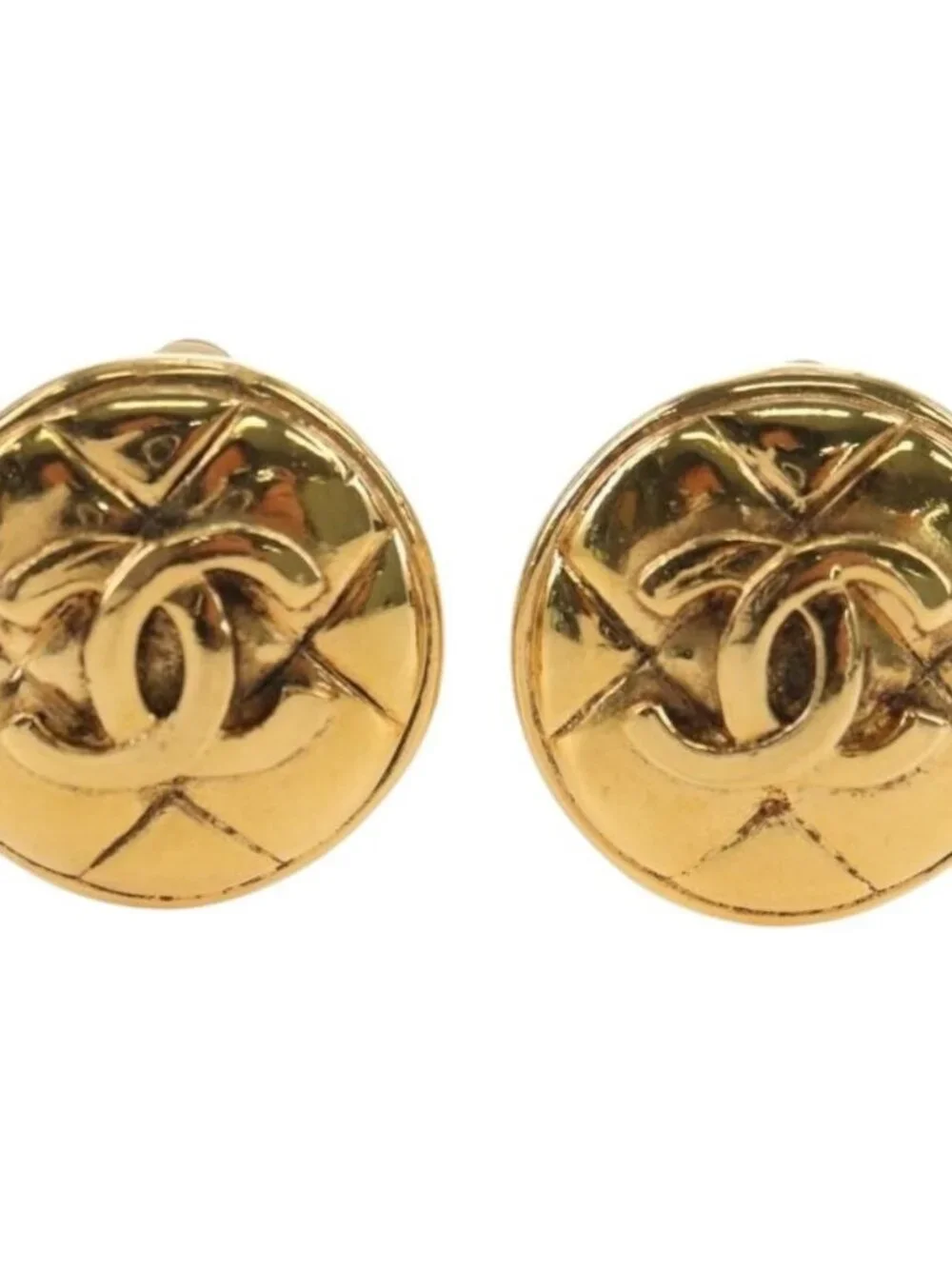 CHANEL COCO Mark Earring metal Gold Tone CC Auth 181301V